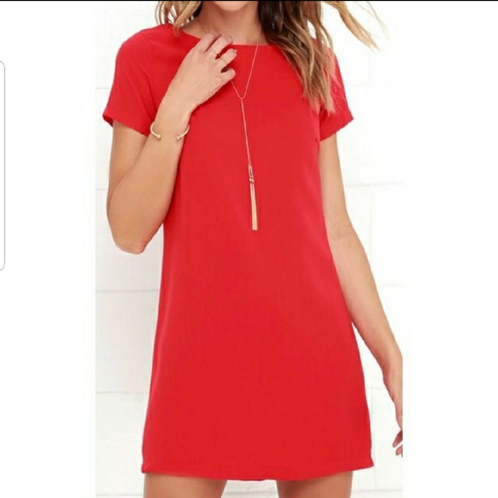 Lulus Shift and Shout Red Shift Mini Dress - Picture 1 of 7